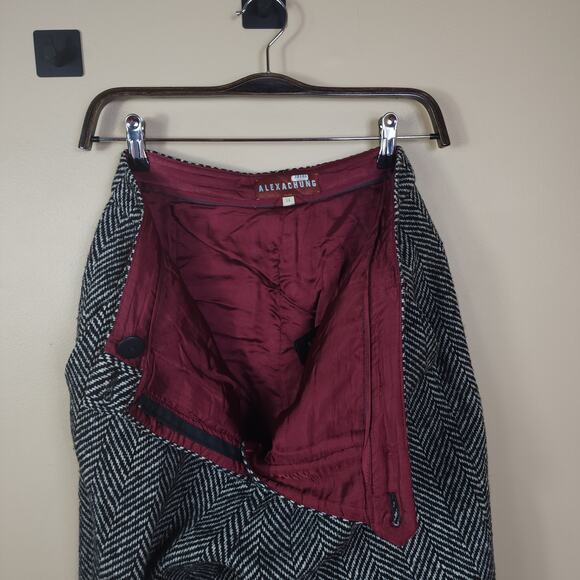 Alexa Chung Wide Leg Cropped High Waisted 100% Wool Trousers Houndstooth Size 14 - Picture 11 of 12